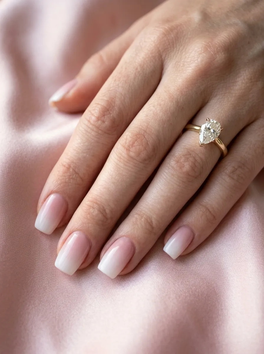 Ombre Pink to White Square Nails