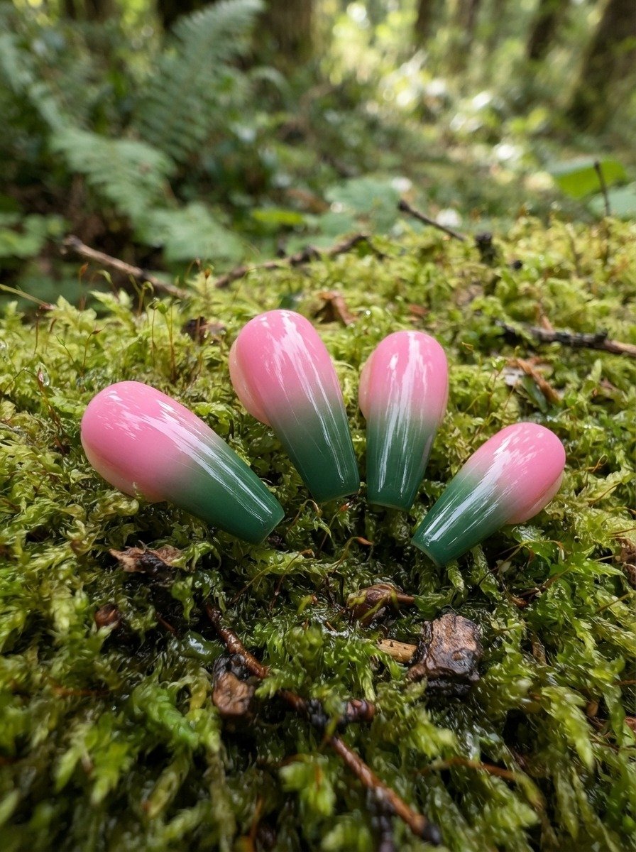 Bubblegum Pink to Forest Green Tips
