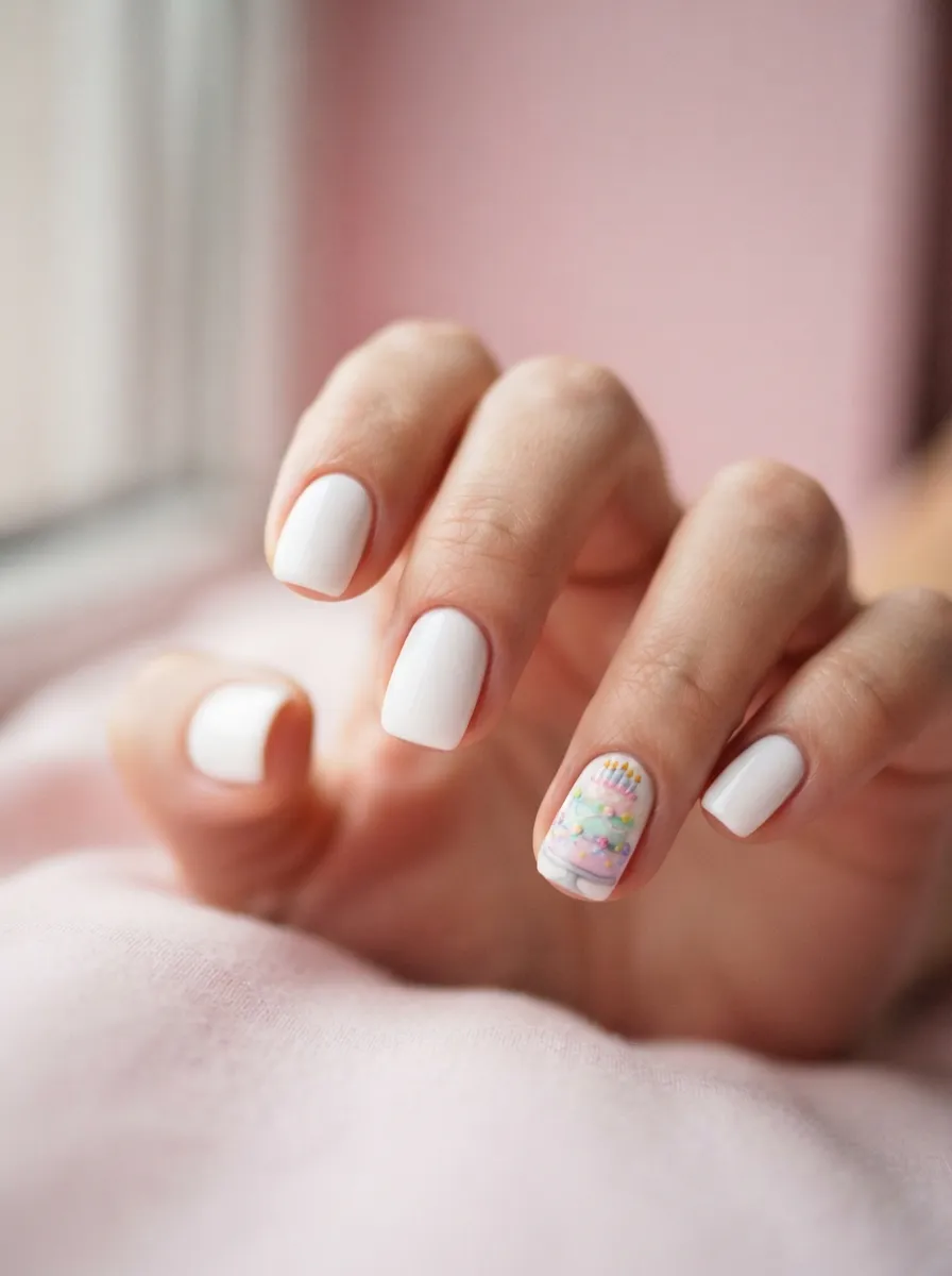 Birthday Cake Accent Nail