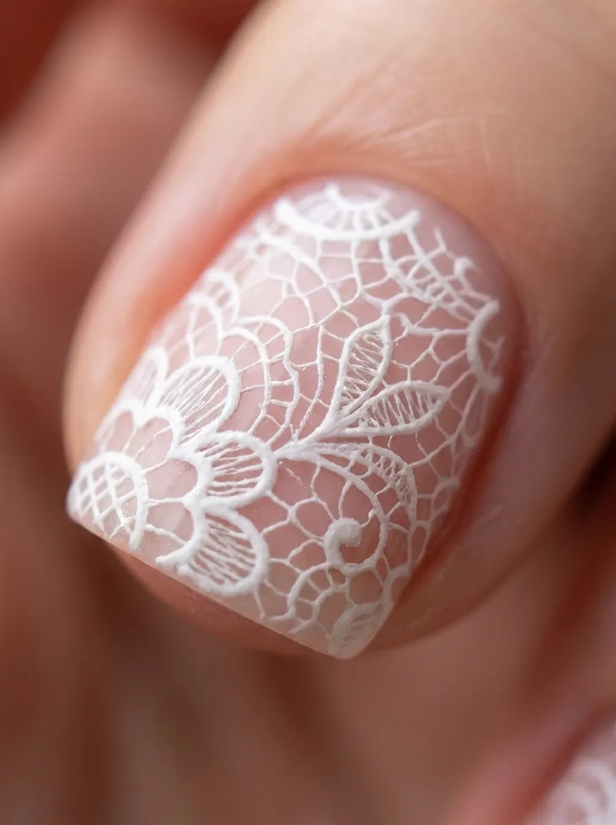 Delicate Lace-Inspired Nail Art