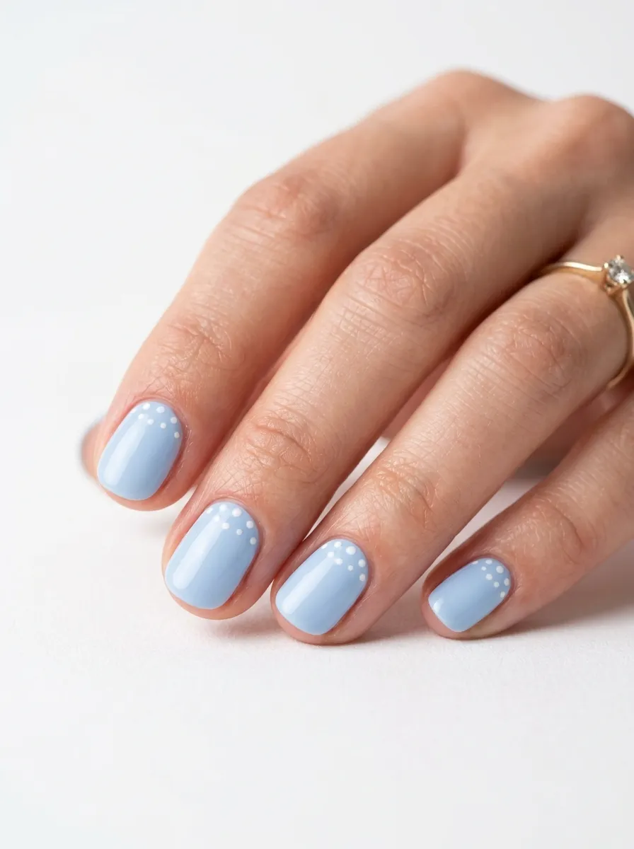 Pastel Blue with White Dots