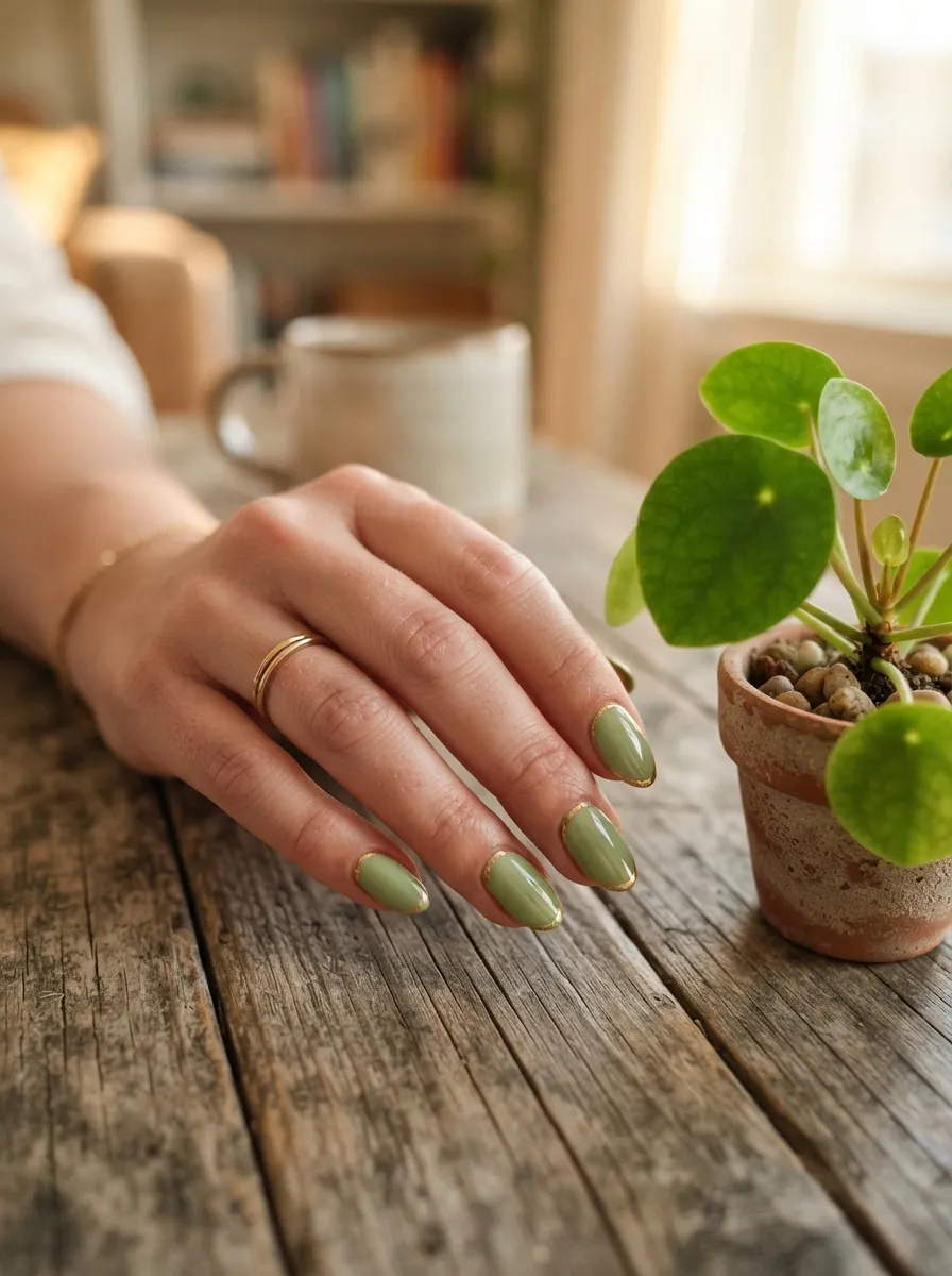 Matcha Green with Gold Accents