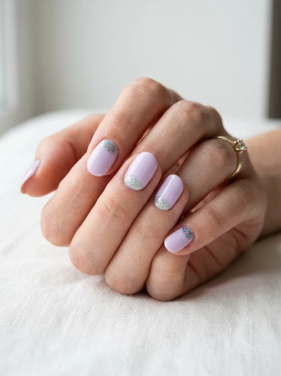 Glitter Half Moon Manicure