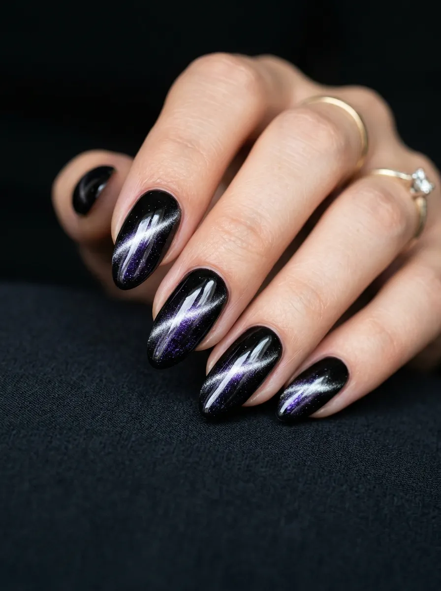 Black Cat Eye With Purple Shimmer