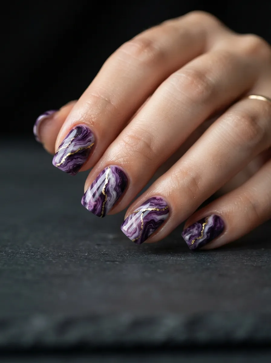 Royal Purple Marble With Gold Veins