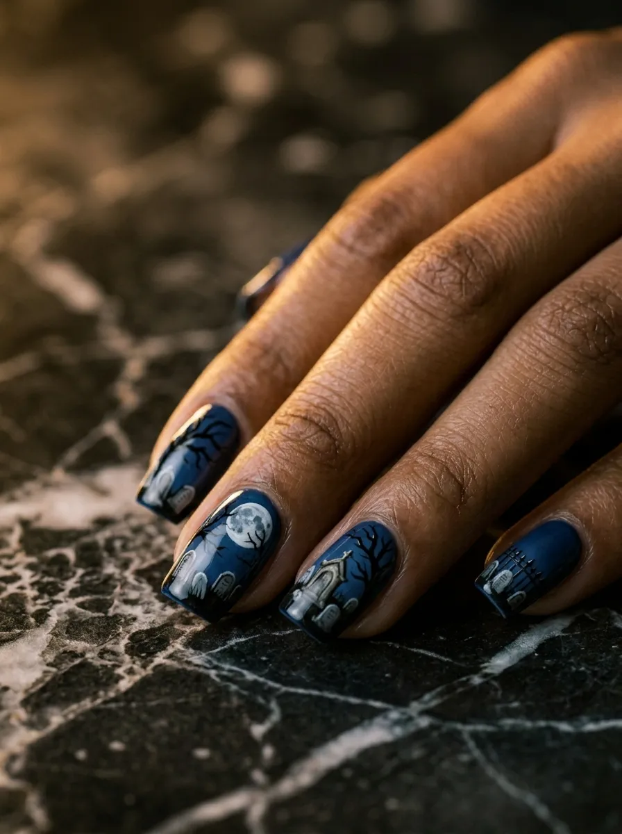 Graveyard Scene Nail Art