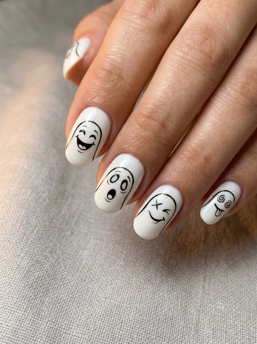 Cute Ghost Face Nails