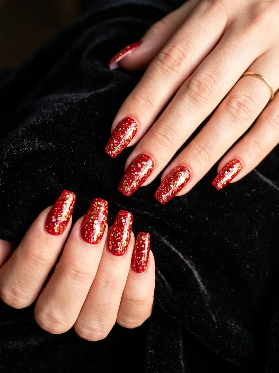 Red Glitter Nails