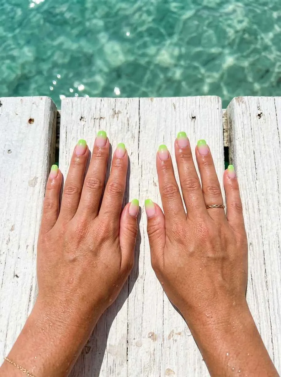 Baby Pink to Lime Green Summer Ombre