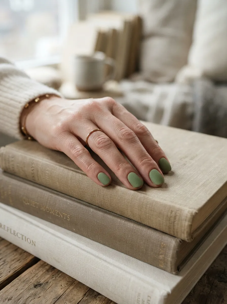 Matte Matcha Green Nails
