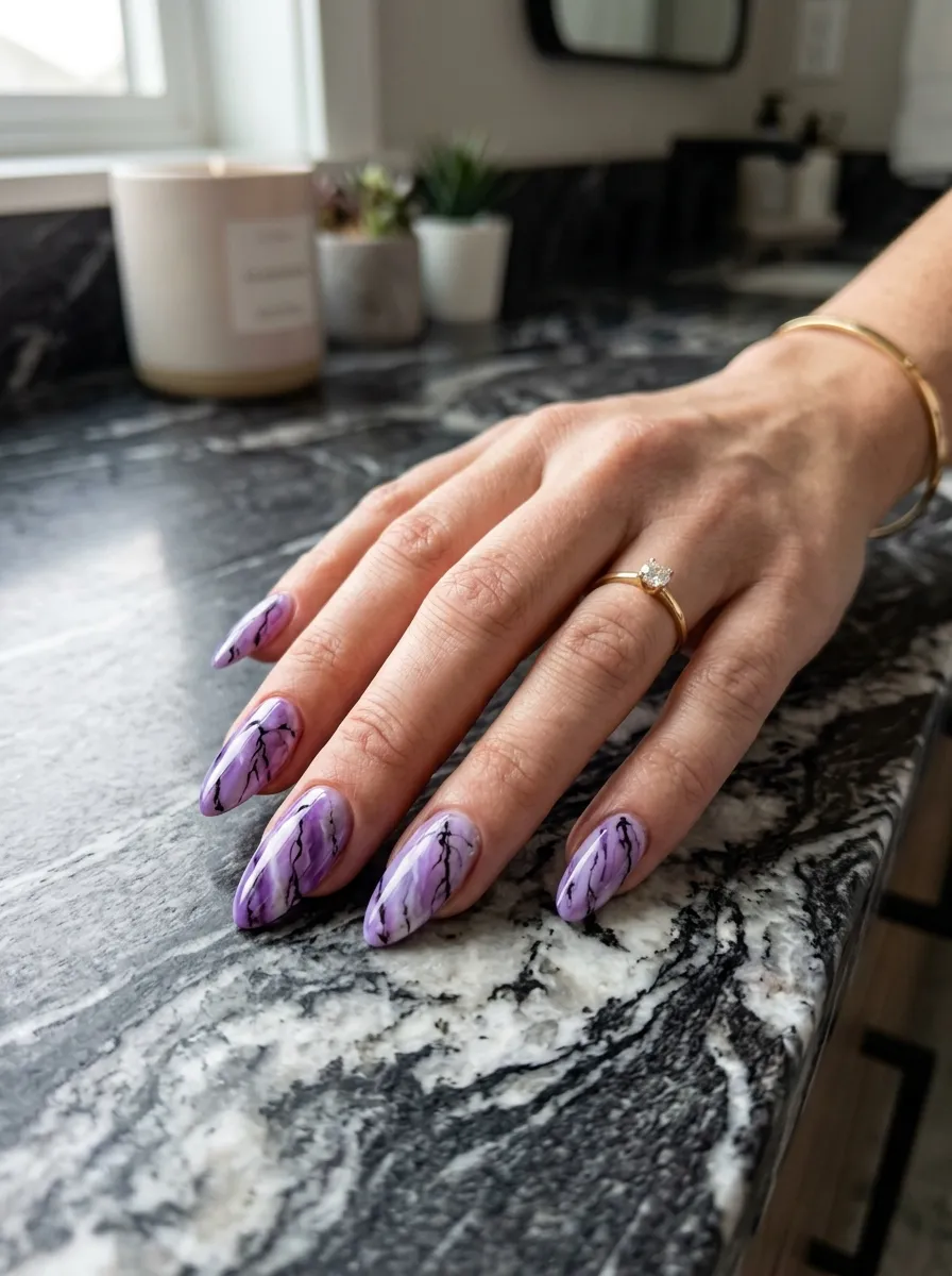 Purple Marble With Black Veins