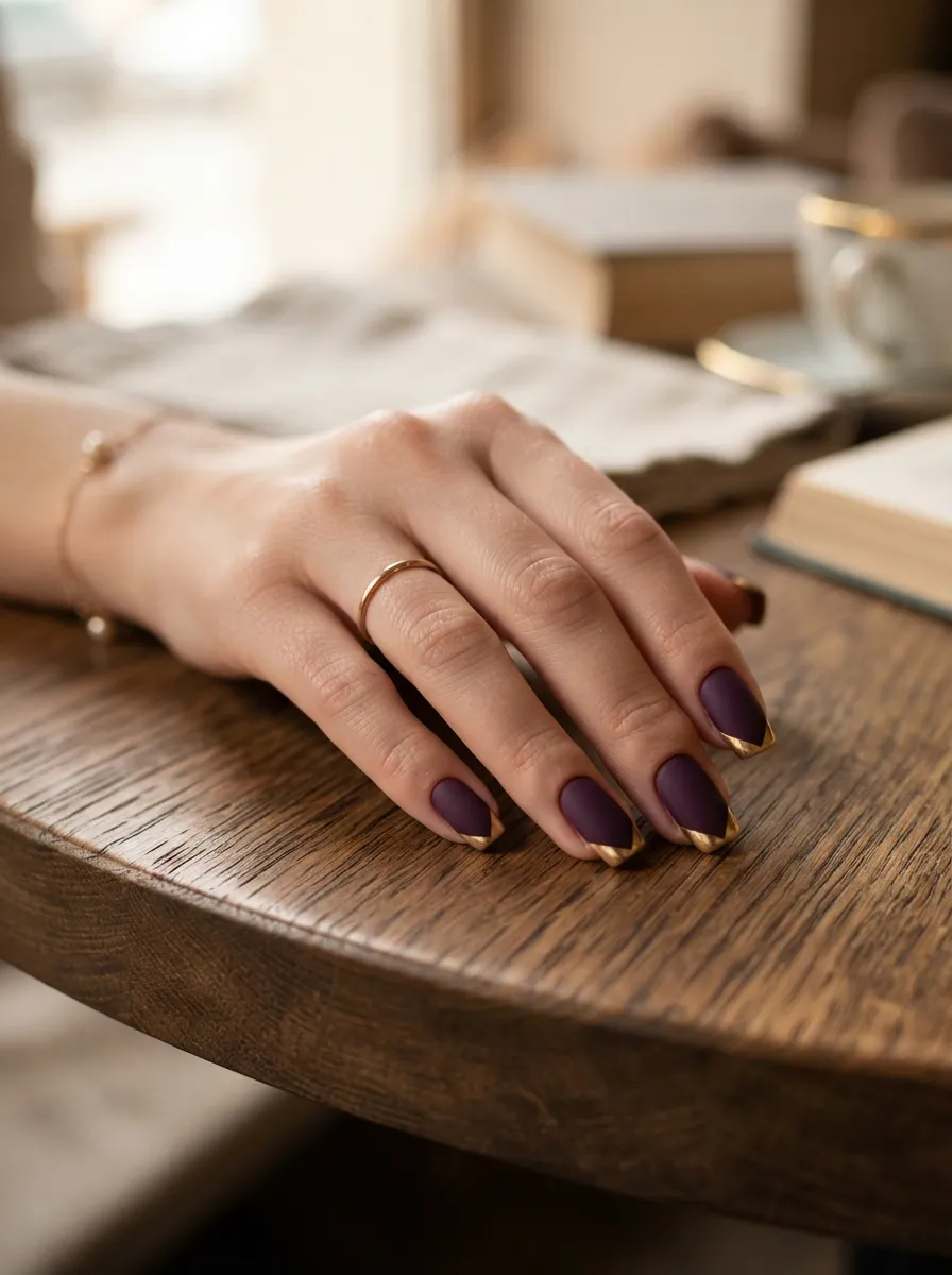 Matte Purple With Glossy Gold Tips