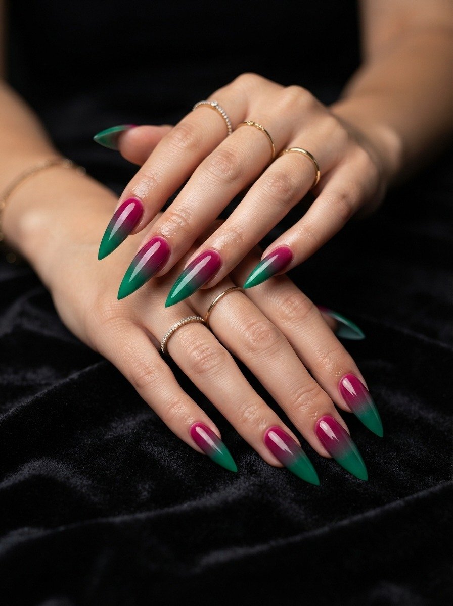 Magenta to Emerald Ombre