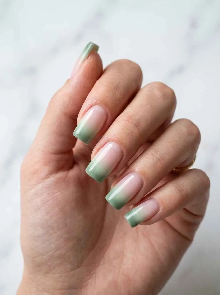 6. Ombre French Tip in Pink and Green