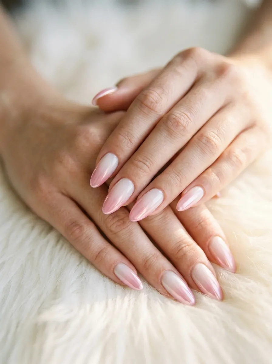 Pink Chrome Ombre Nails