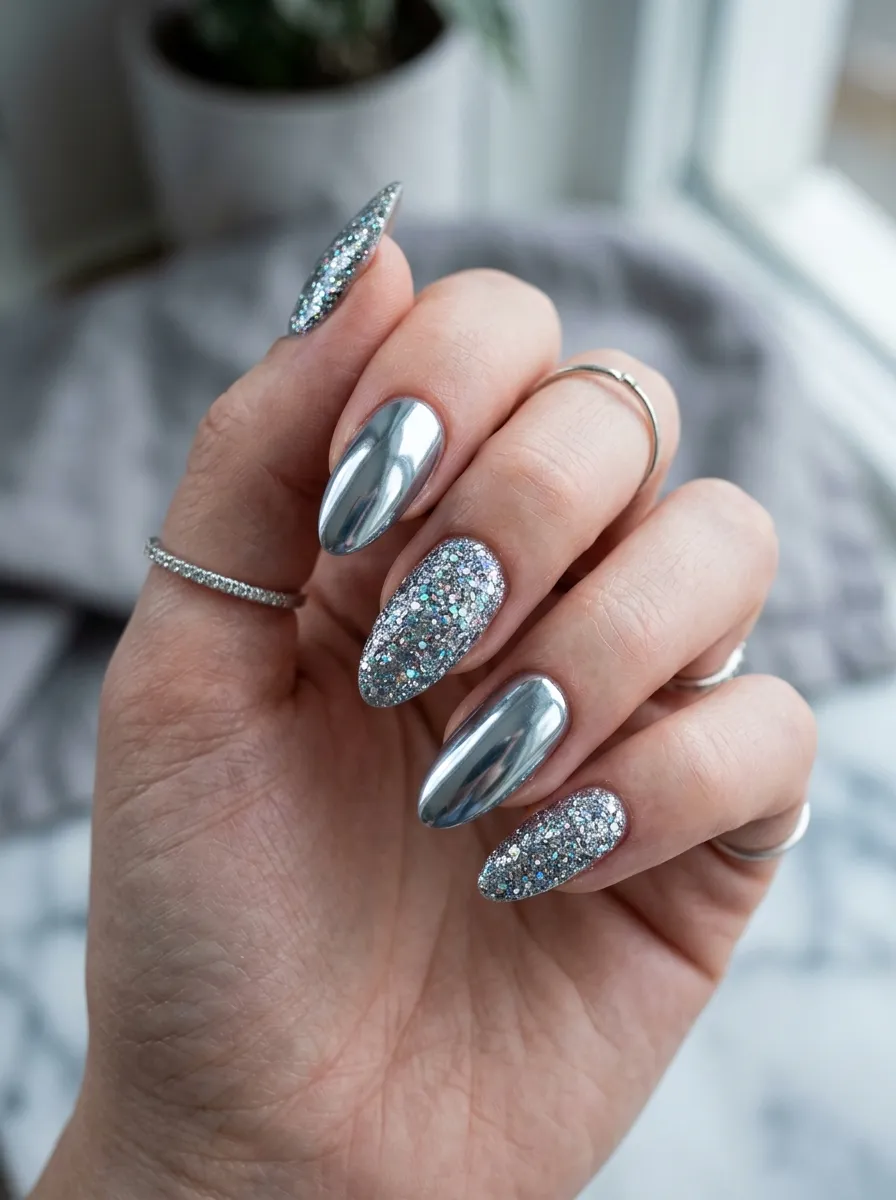 Chrome And Glitter Combo