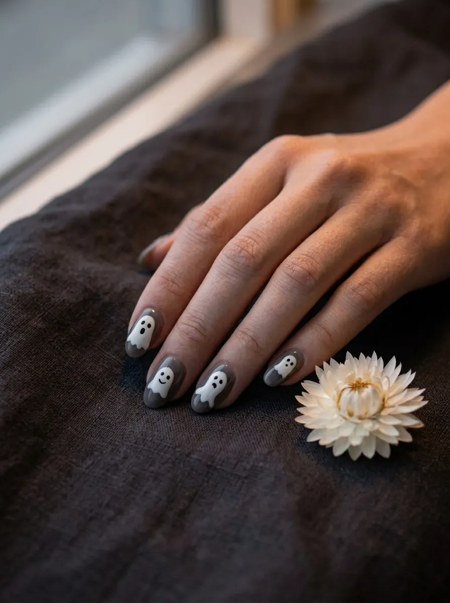 Ghostly Face Nail Art