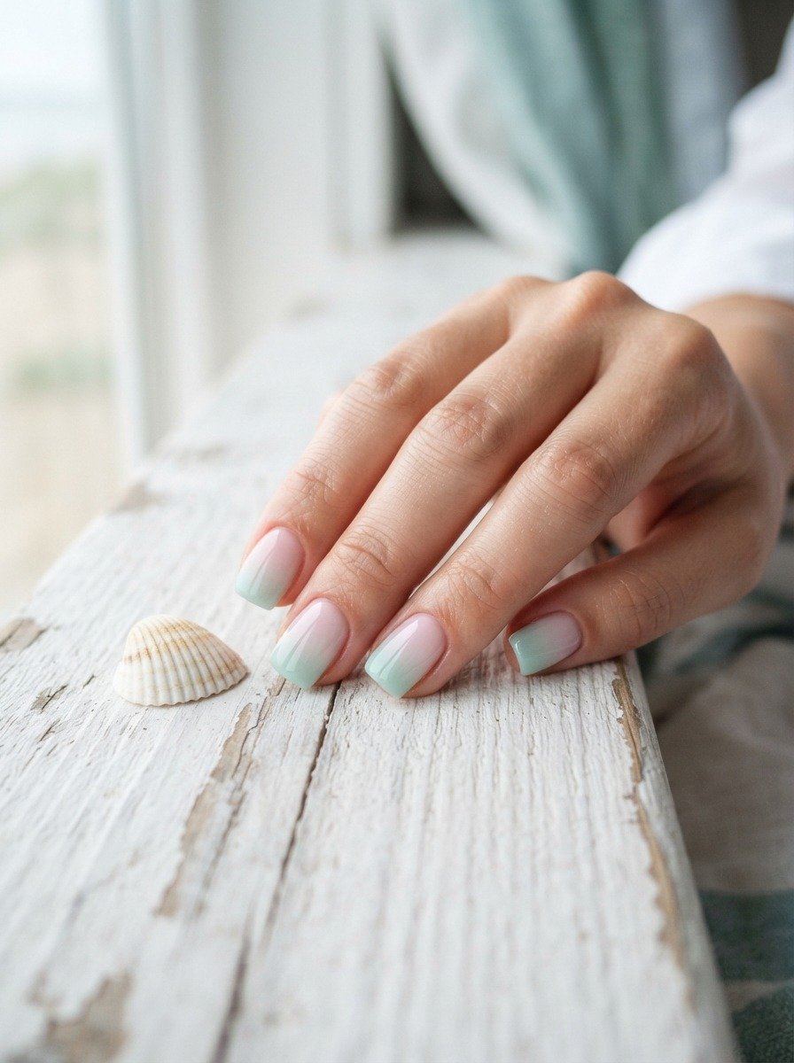 Light Pink to Seafoam Green Ombre