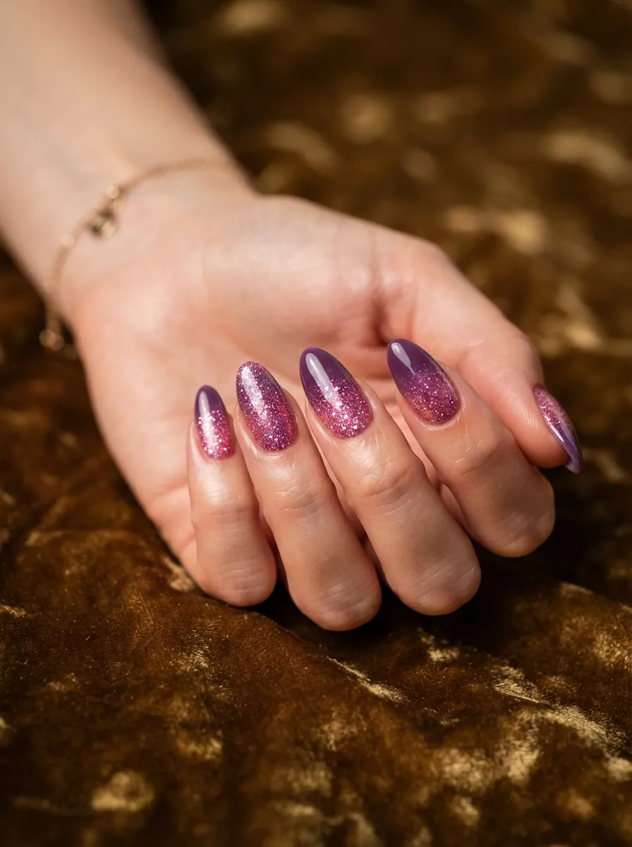 Pink Glitter to Purple Ombre