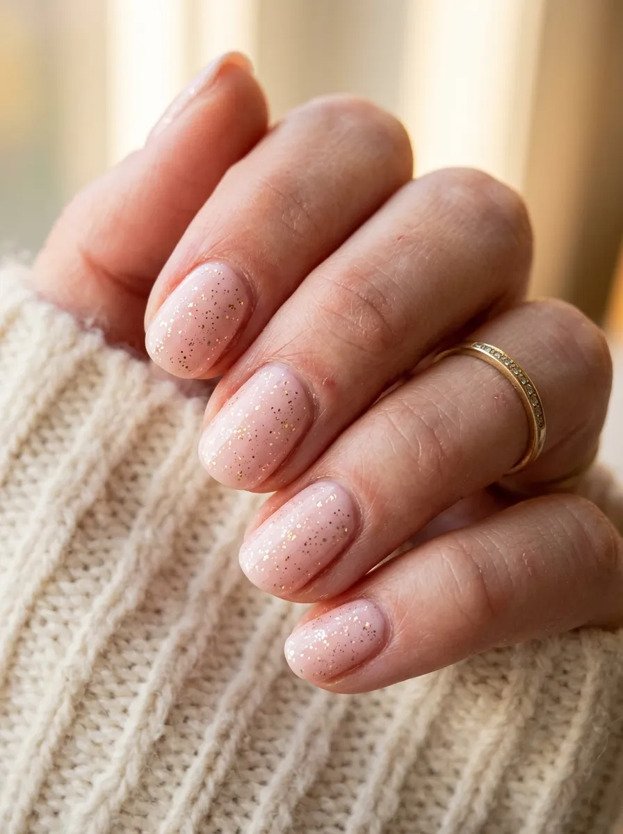 Soft Pink Base With Scattered Glitter
