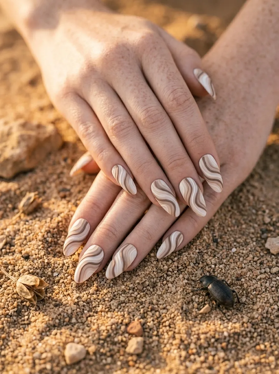 Sandworm Inspired Abstract Nails