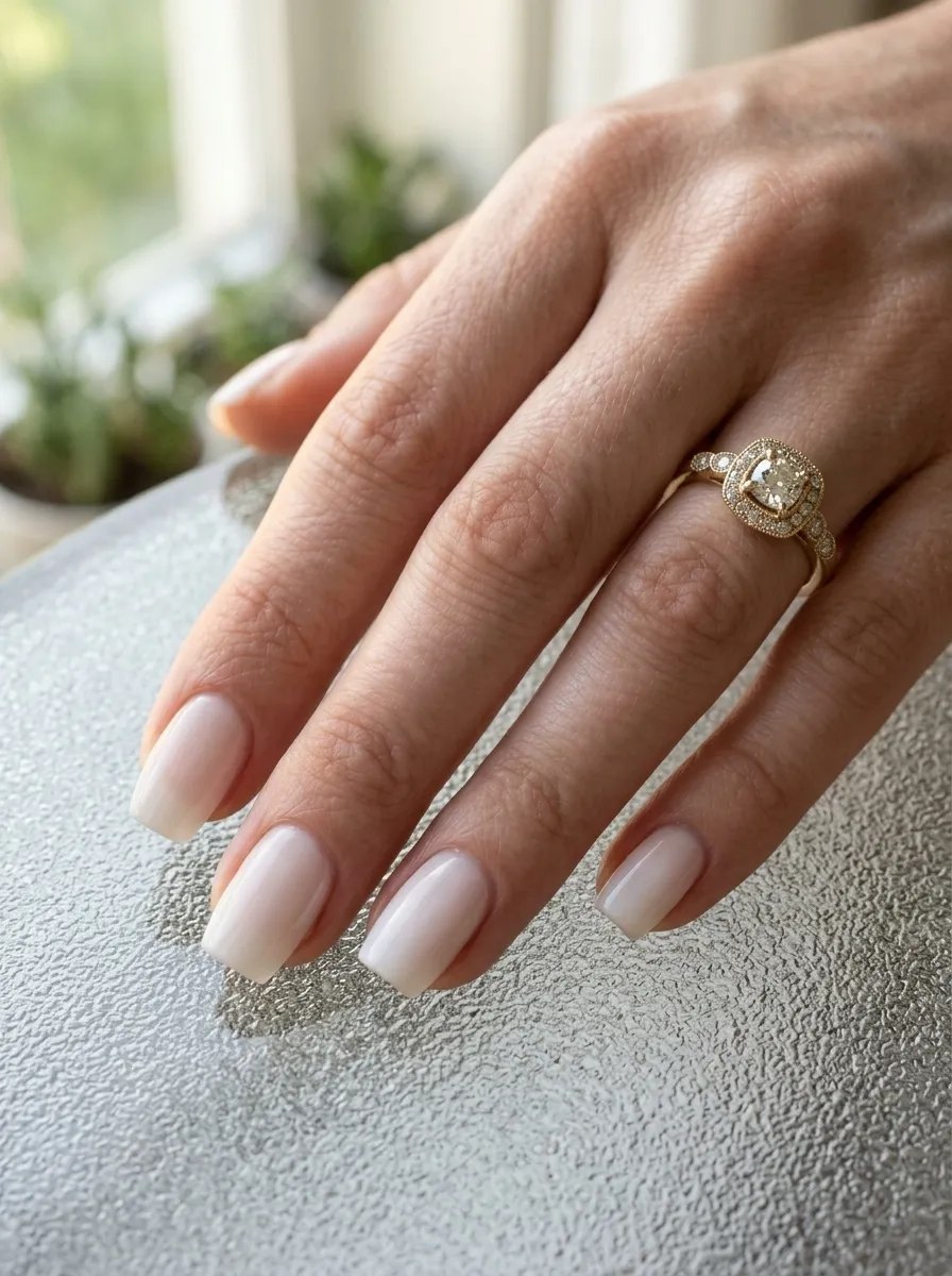 Milky White Square Nails
