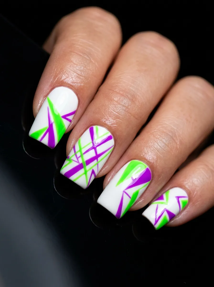 Neon Green and Purple Graphic Lines