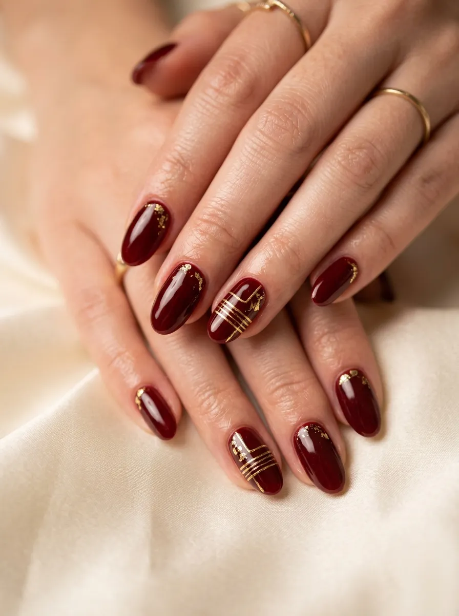 Red and Gold Nails