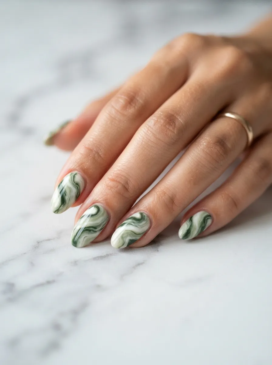 Matcha Green Marble Swirls