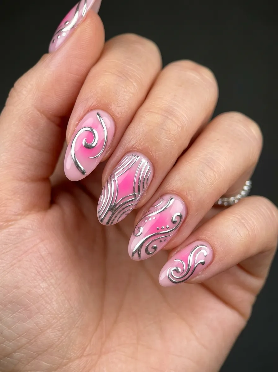 Pink and Silver Chrome Aura