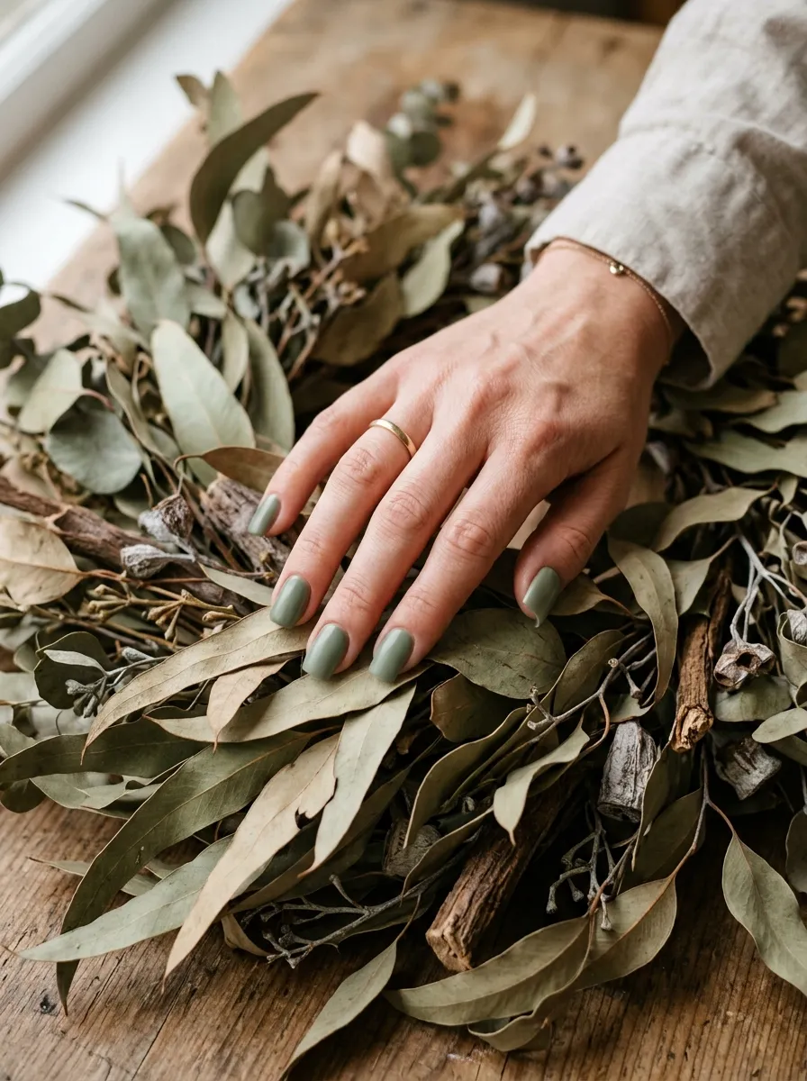 Sage Green Square Nails
