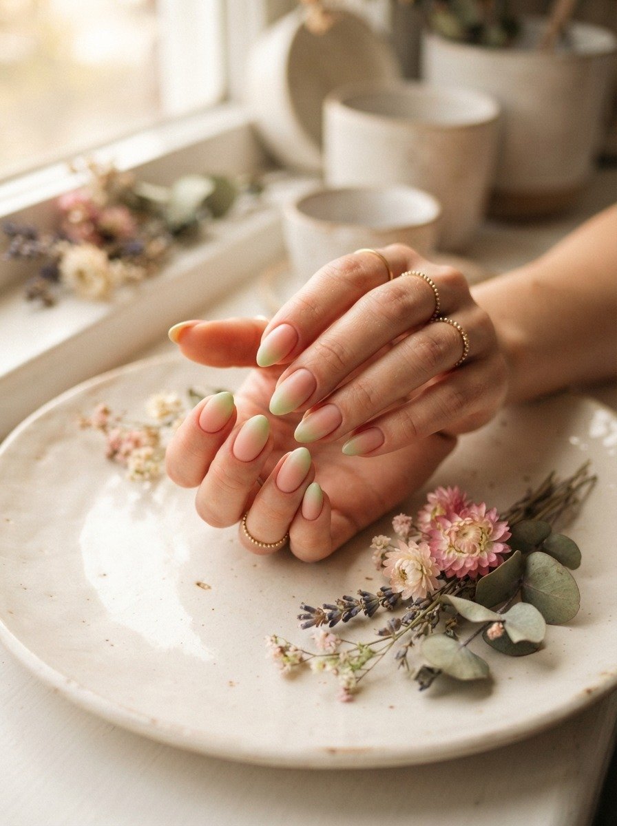 Blush Pink to Pistachio Ombre