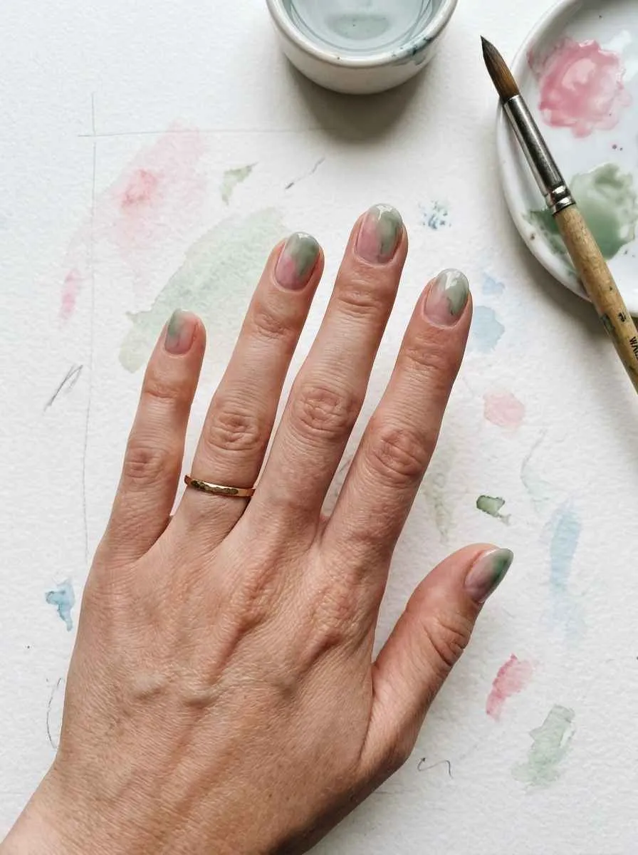 Watercolor Wash Pink and Green Ombre