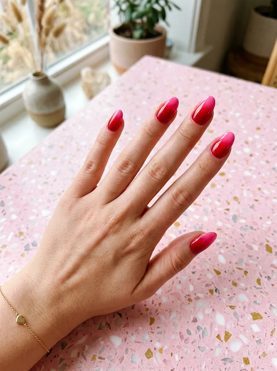 Red to Pink Ombre Nails