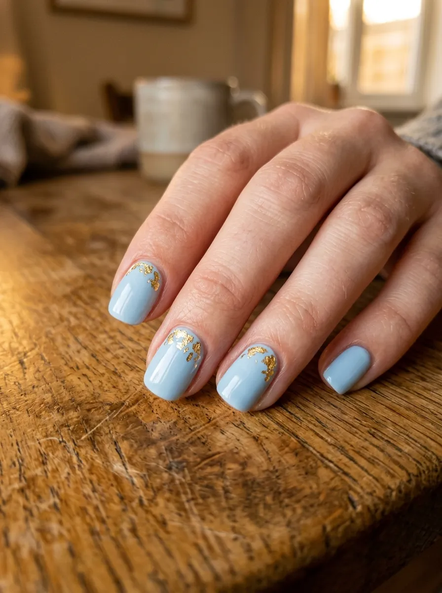 Light Blue with Gold Foil