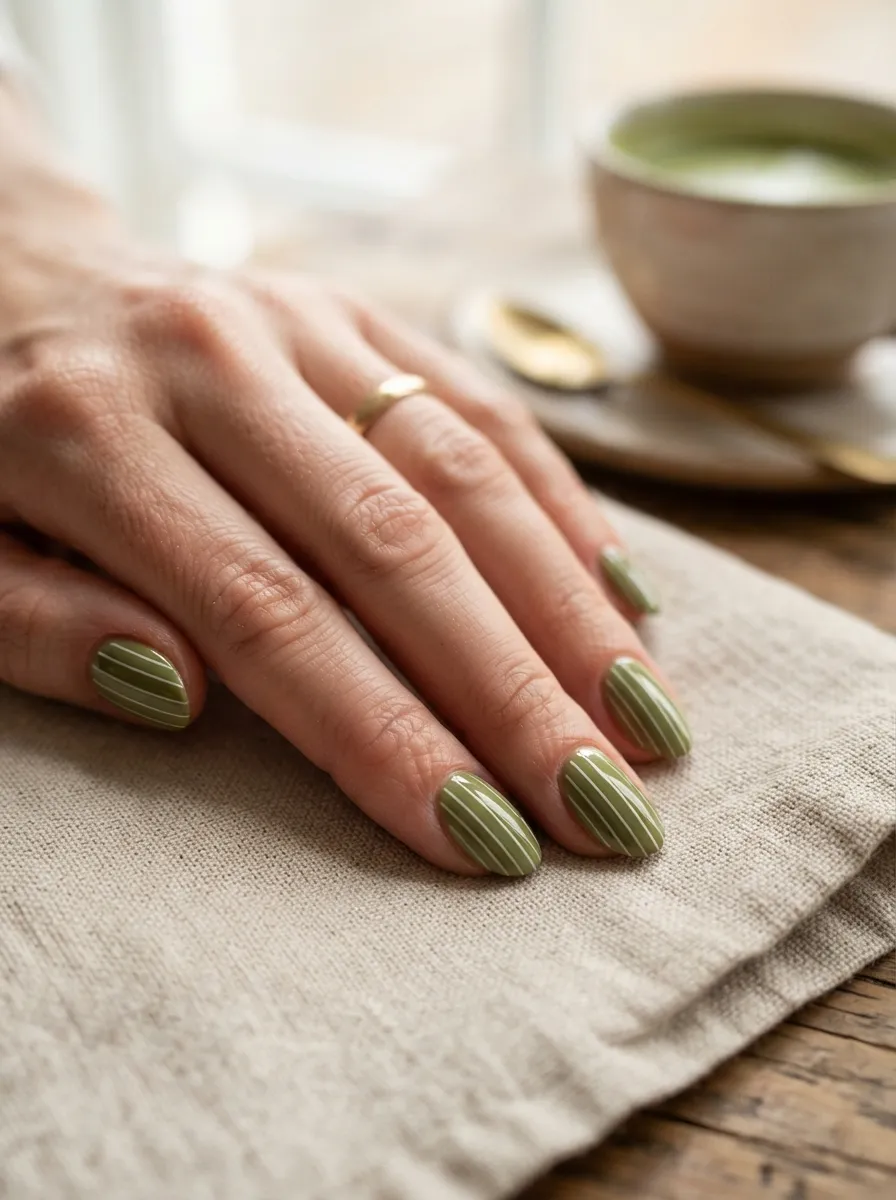 Matcha Green and White Stripes
