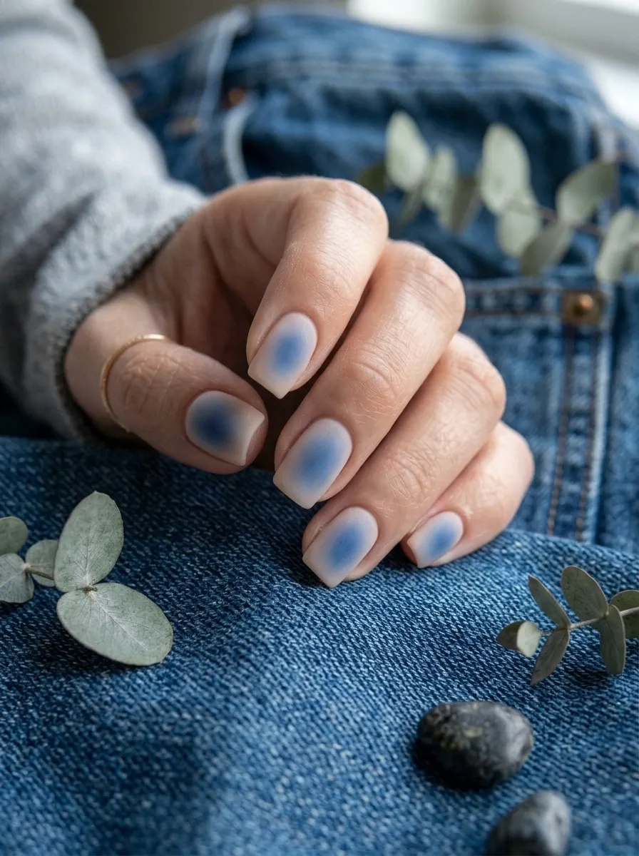 Denim Blue Matte Nails