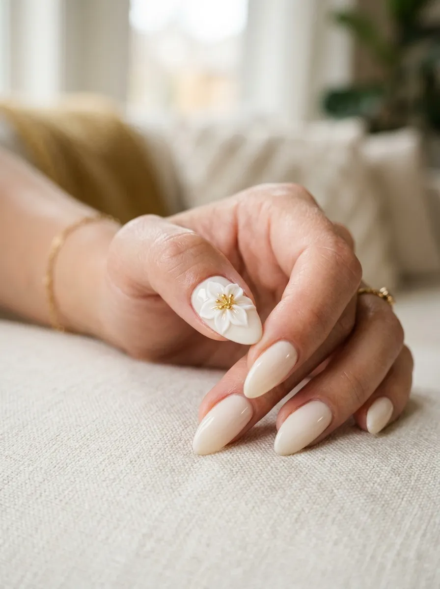 White Lily Bridal Nails