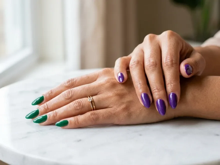 Purple and Green Nail Ideas