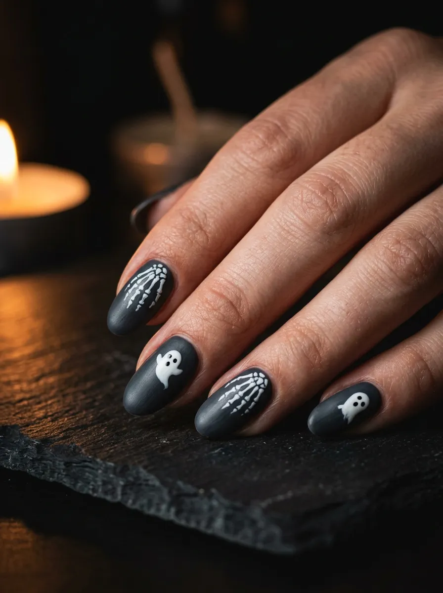 Skeleton and Ghost Combined Nails